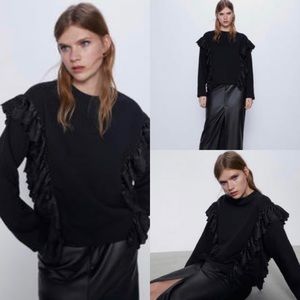 NWT Zara Ruffled sweat shirt